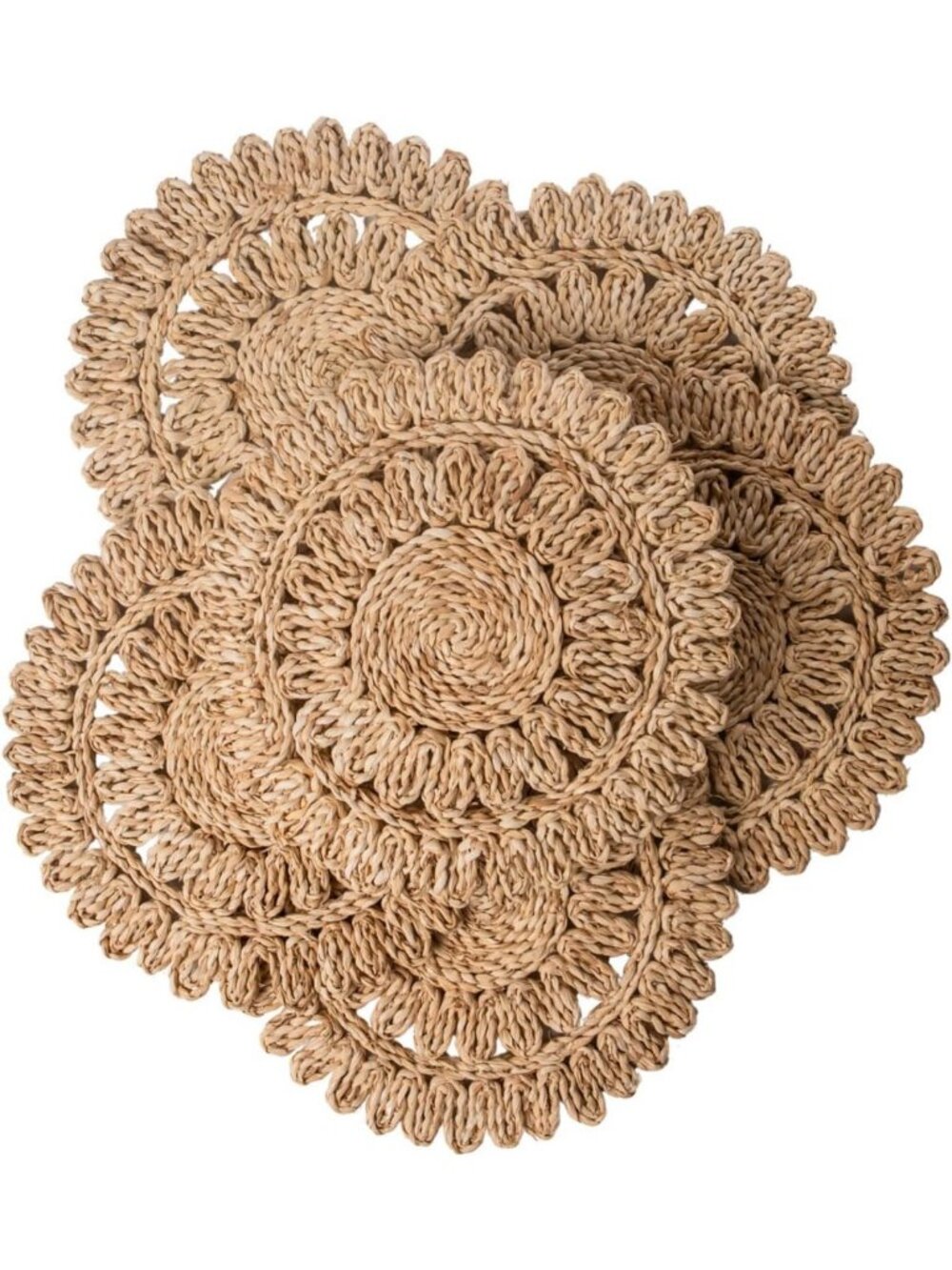 Set of 6 Round Woven Corn Husk Placemats - Eco-Friendly Table Decor